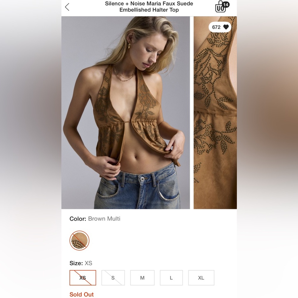 COPY - Silence + Noise Maria Faux Suede Embellished Halter Top